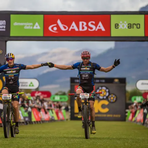 Ben Hoffman finishing the Cape Epic