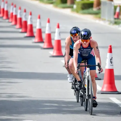 Erika Ackerlund on the bike leg