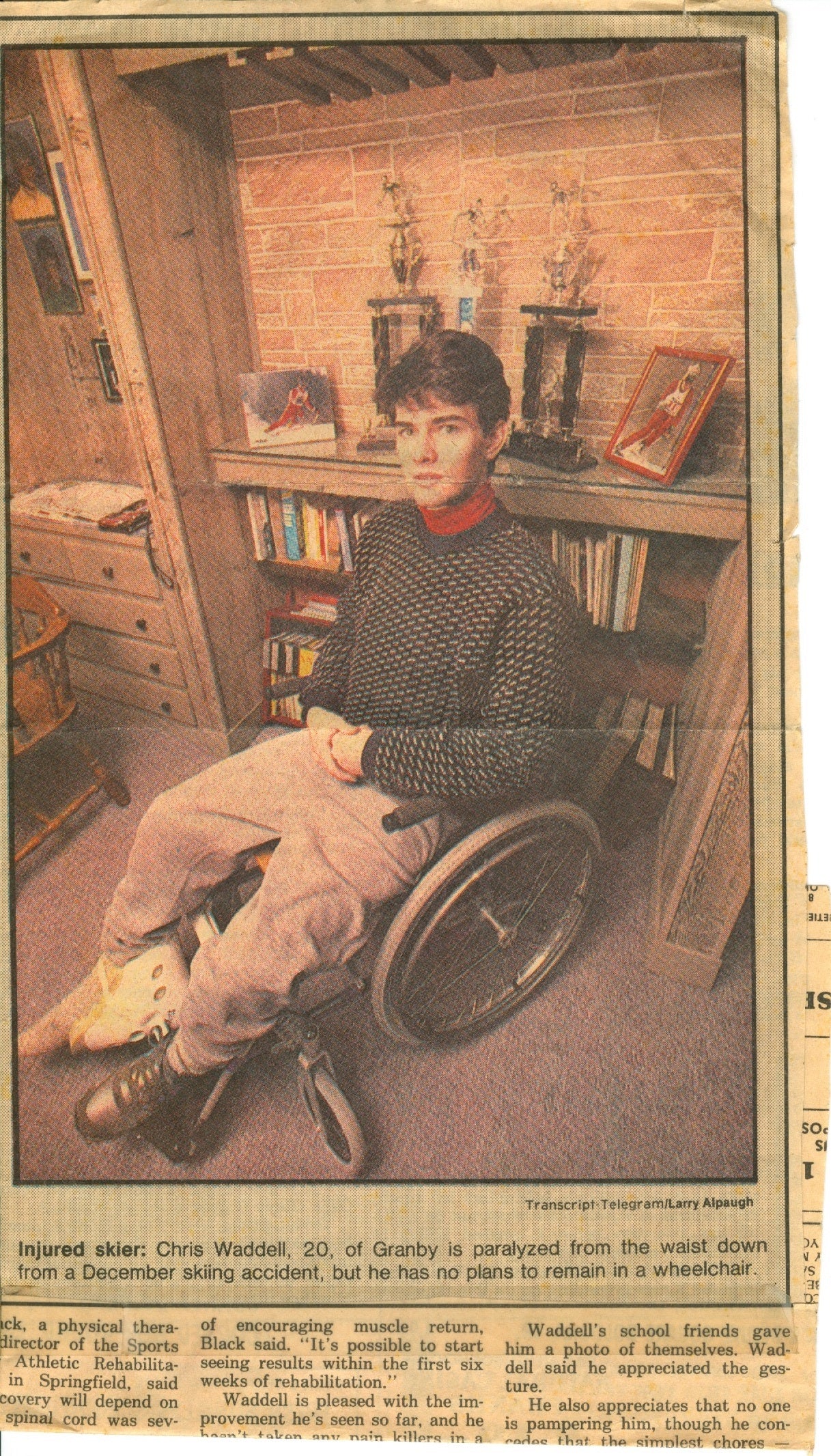 1990 newspaper clipping about Chris Waddell