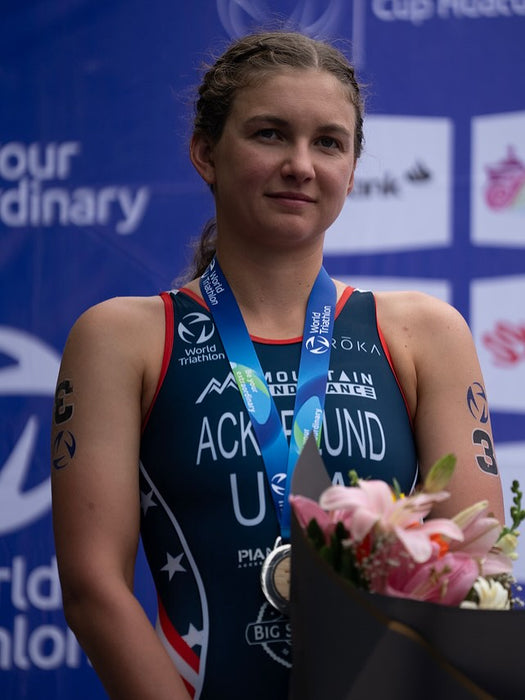 Erika Ackerlund on the podium