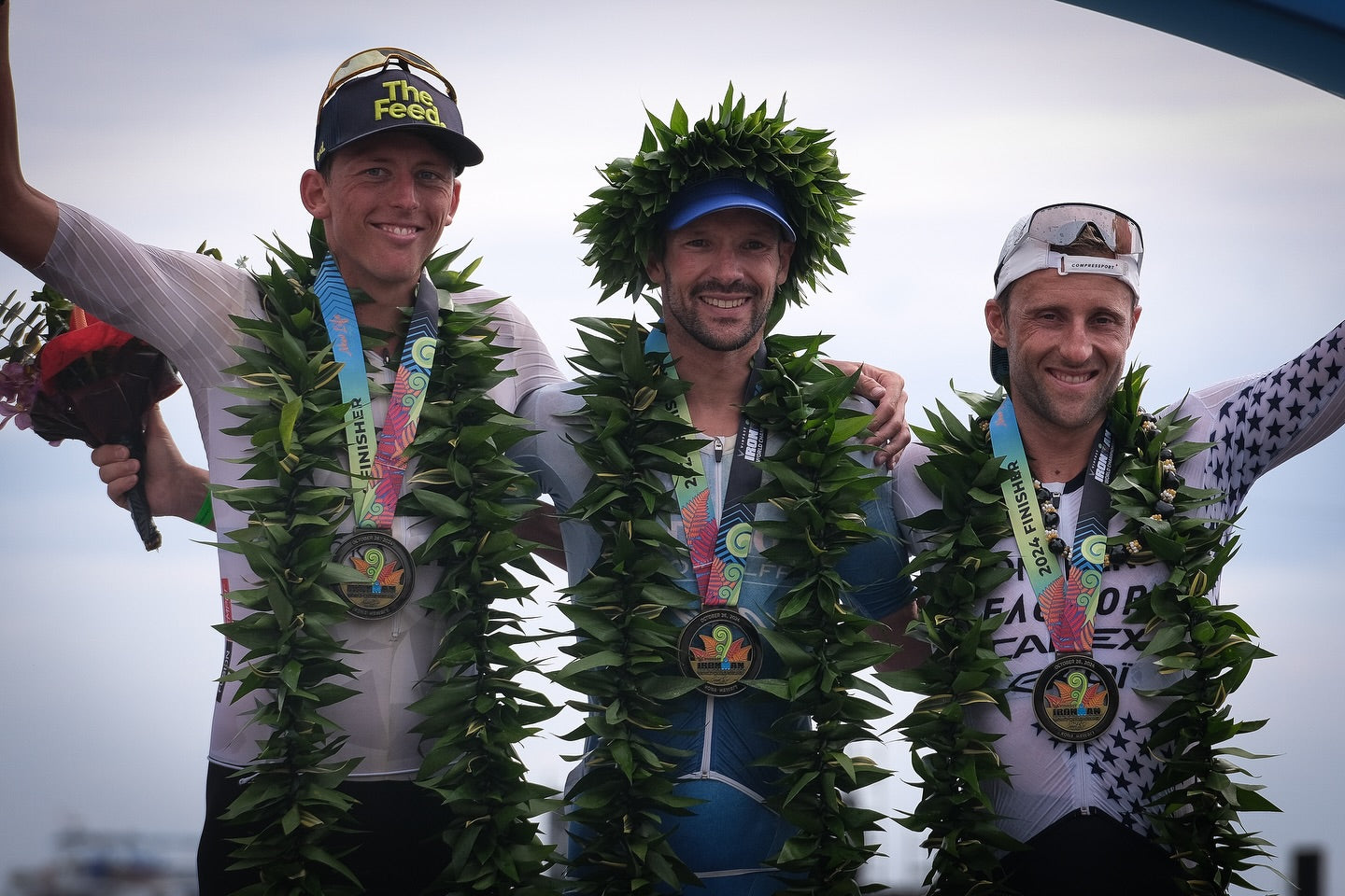 Rudy Von Berg on the podium at Kona