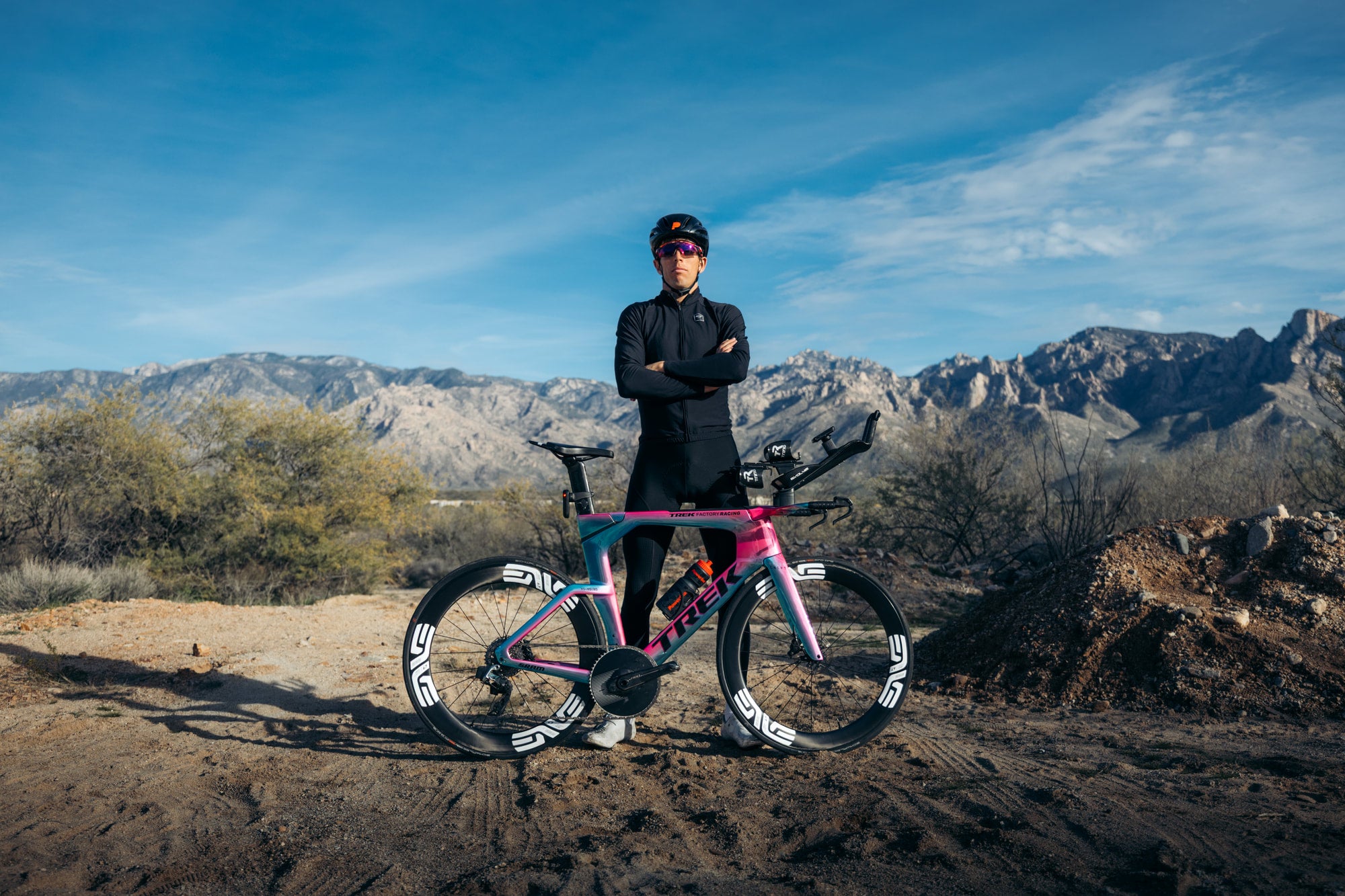 Sam Long with his Trek bike