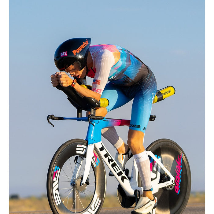 Sam Long riding his time trial bike
