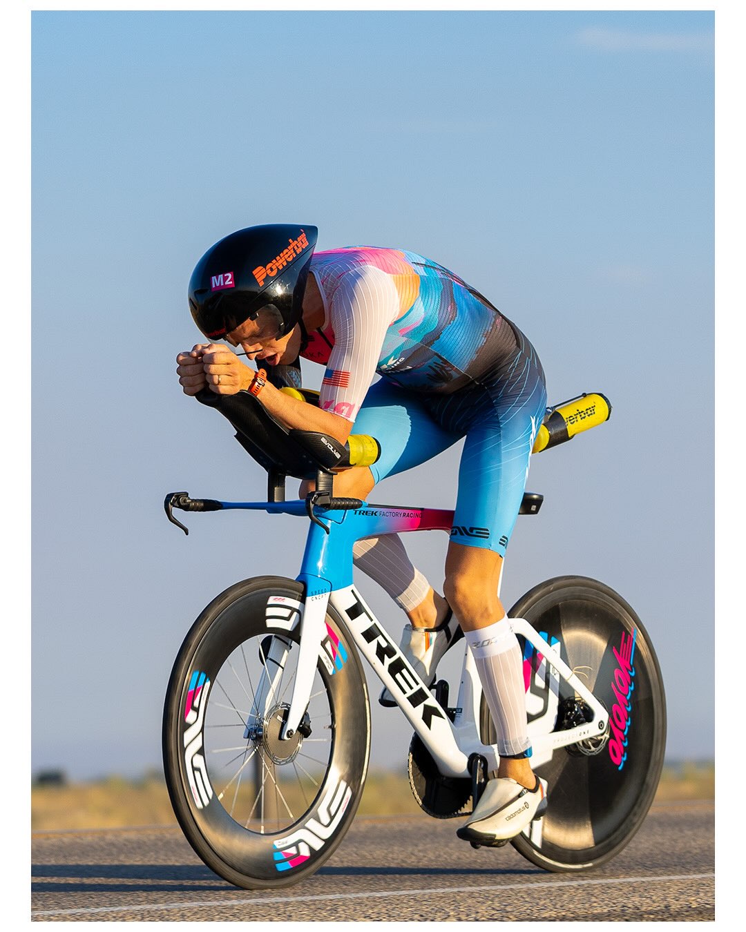 Sam Long riding his time trial bike