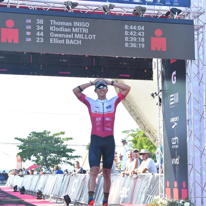 Thomas Inigo finishing IRONMAN Cozumel in 8:44:04