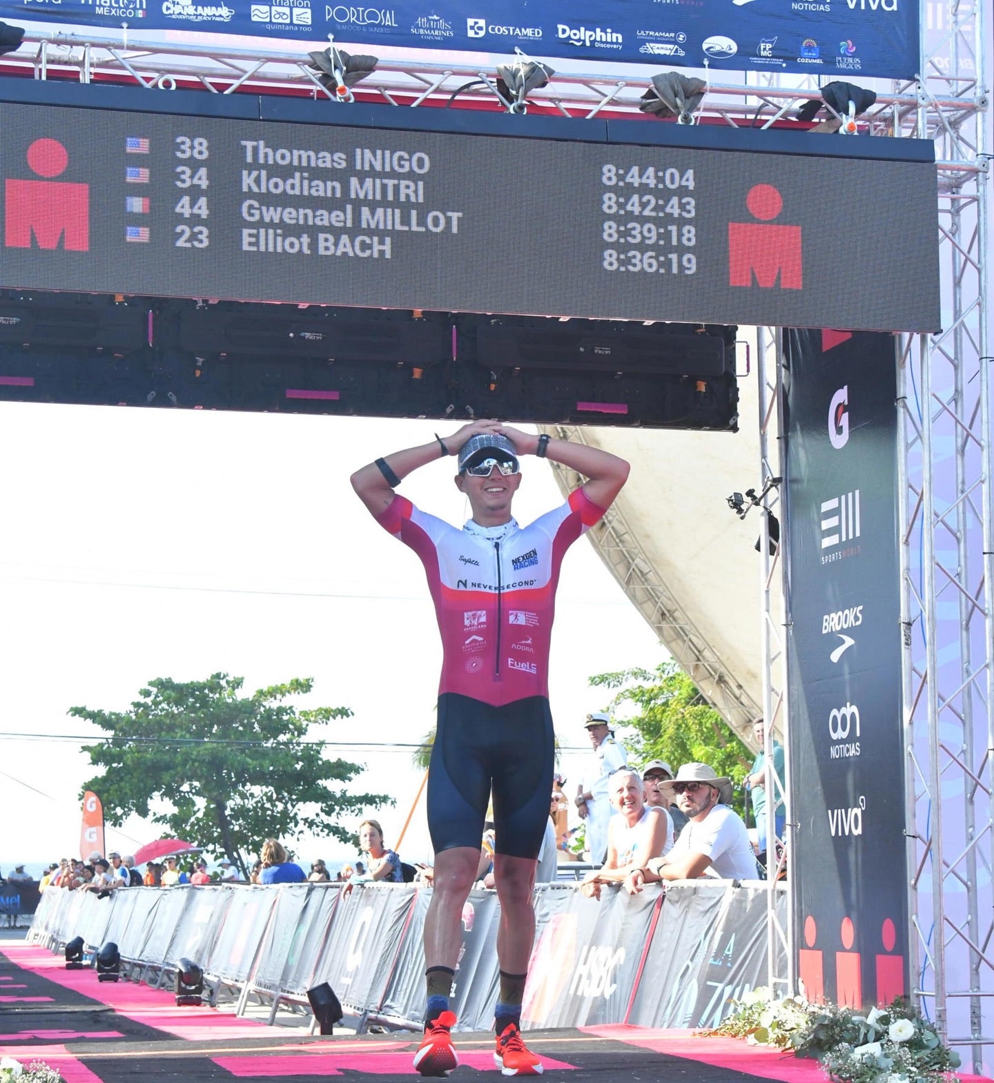 Thomas Inigo finishing IRONMAN Cozumel in 8:44:04